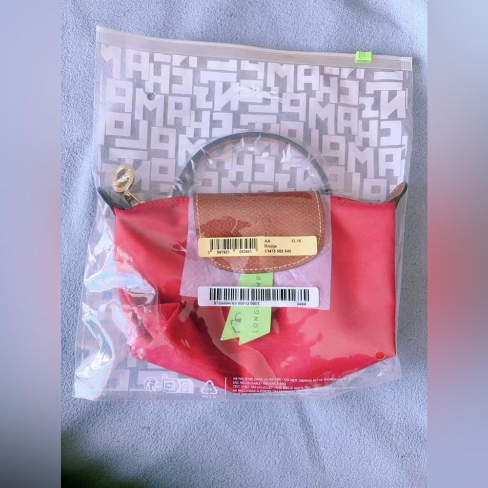 Longchamp Le pliage original pouch with handle red color - Picture 9 of 9